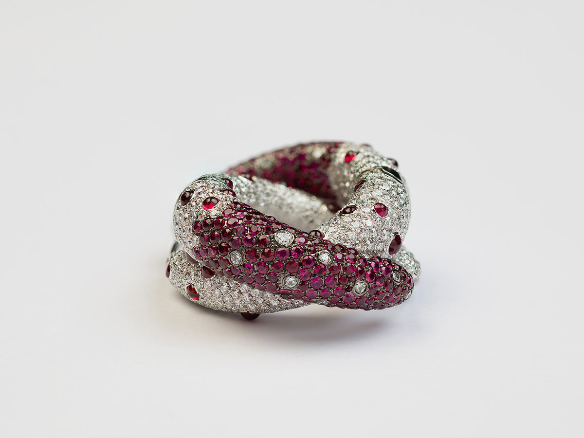 Bleeding Tooth Reversible Ruby Hoops - Studio Renn