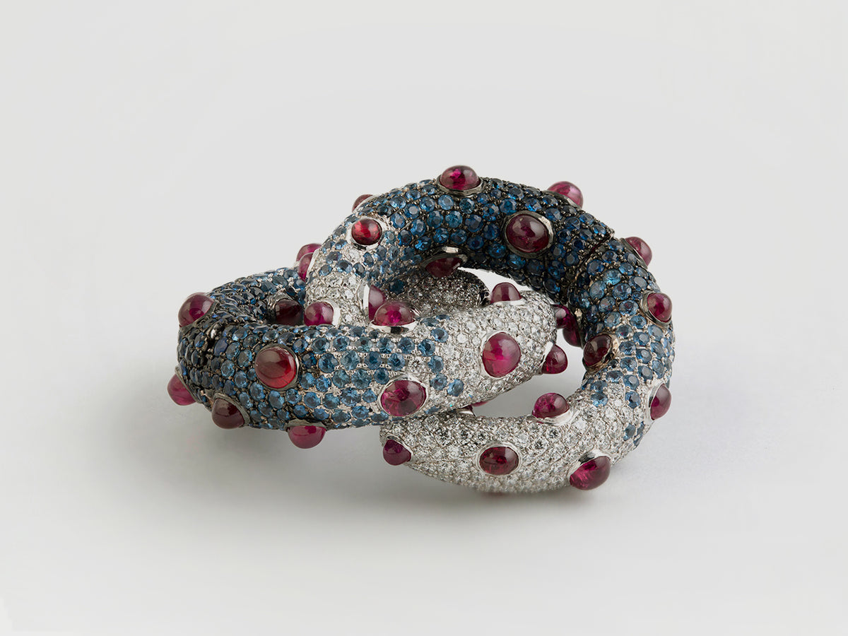 Bleeding Tooth Reversible Sapphire Hoops - Studio Renn