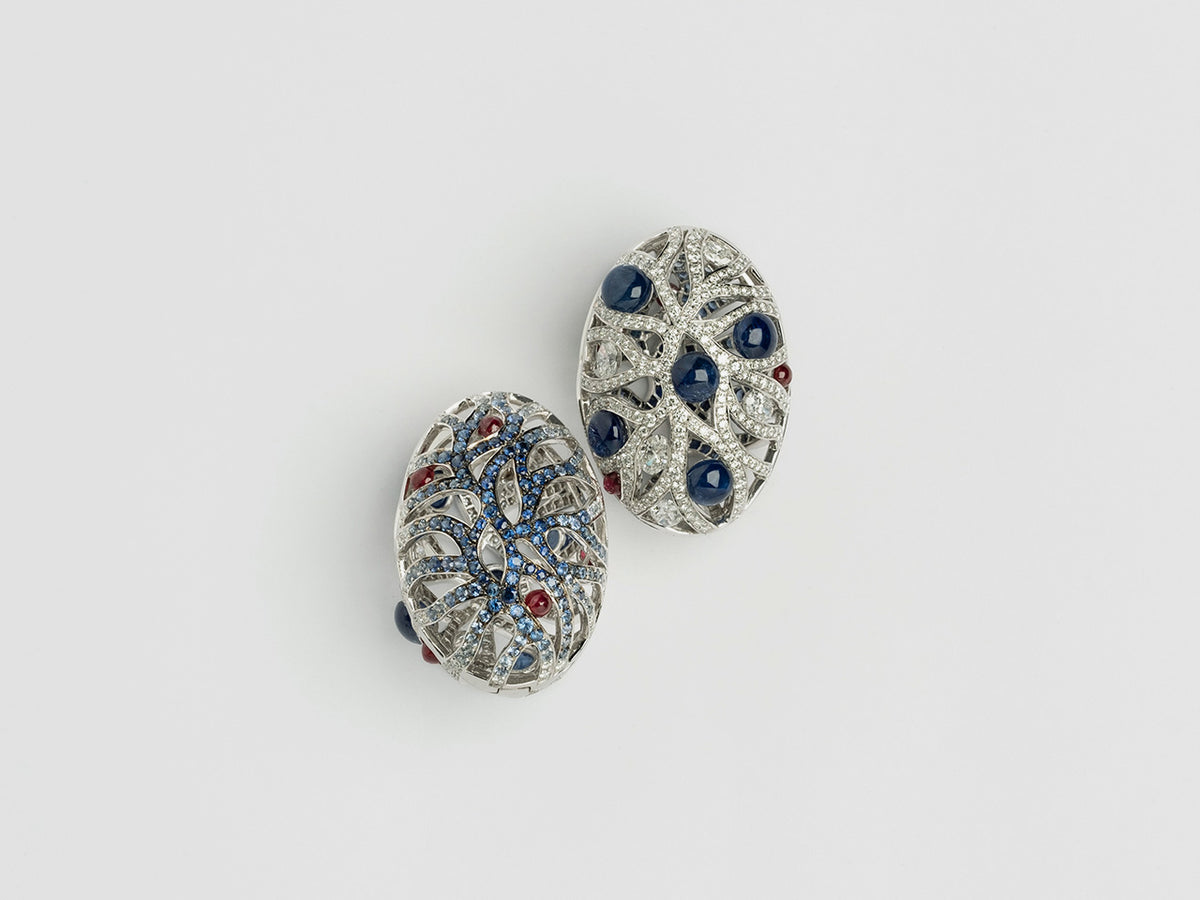 Bleeding Tooth Reversible Sapphire Earrings - Studio Renn
