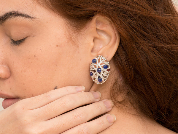 Bleeding Tooth Reversible Sapphire Earrings - Studio Renn