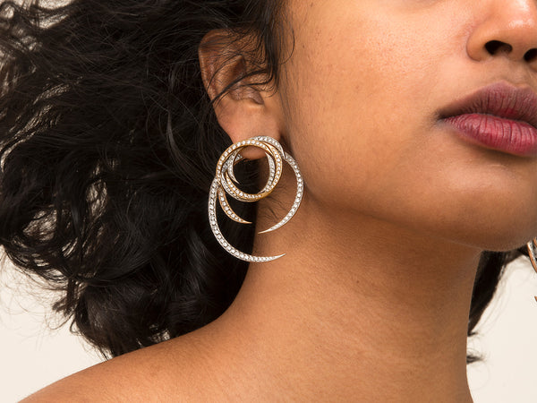 Yellow Gilled Overlapping Earrings - Studio Renn