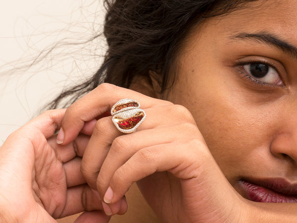 Orange Peel Ruby Reflection Ring - Studio Renn