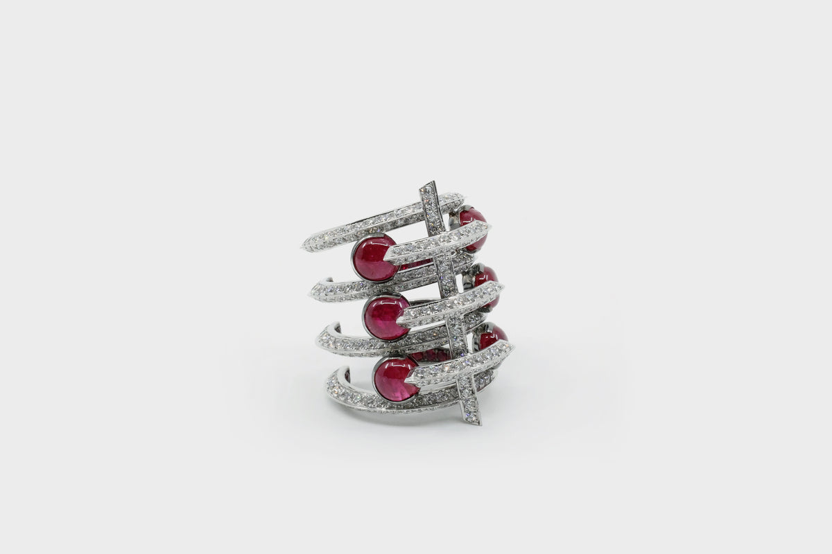 Fish 3-Rib Ruby Ring - Studio Renn