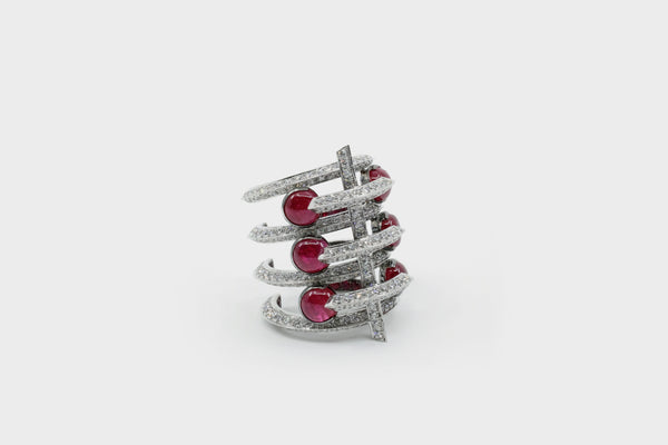 Fish 3-Rib Ruby Ring - Studio Renn
