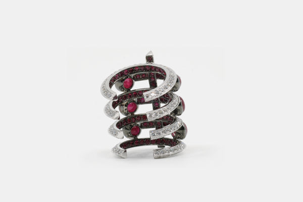 Fish 3-Rib Ruby Ring - Studio Renn