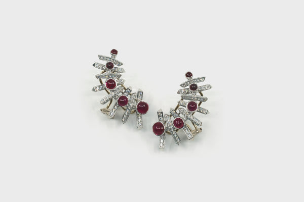 Fish Ruby Earclimbers - Studio Renn