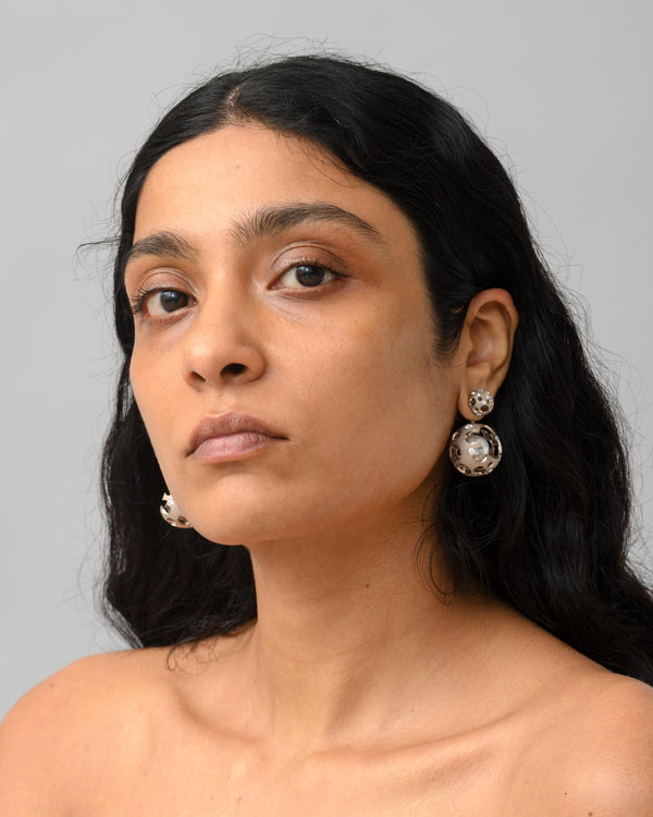Puffball Void Pearl Drop Earrings