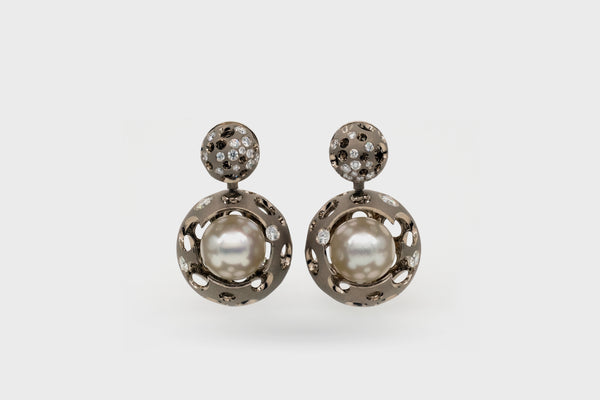 Puffball Void Pearl Drop Earrings - Studio Renn