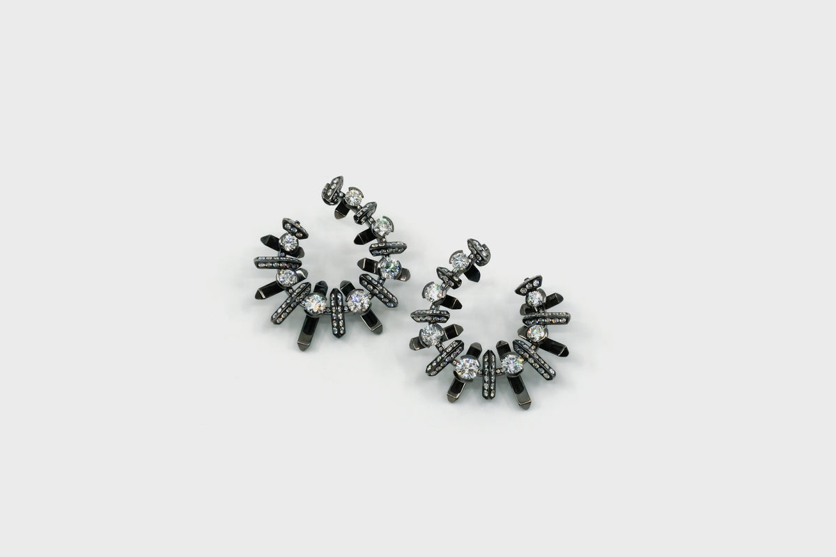 Fish Front Back Diamond Earrings - Studio Renn