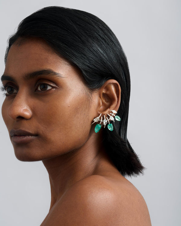 Godna Diamond- Emerald Earclimbers