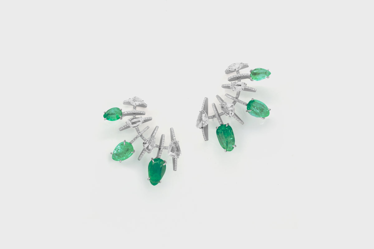 Godna Diamond- Emerald Earclimbers - Studio Renn