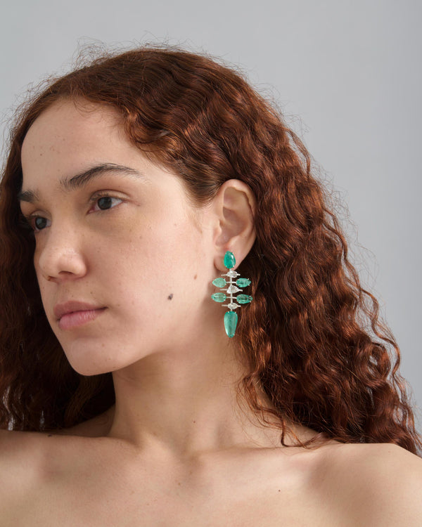 Godna Diamond- Emerald Long Earrings