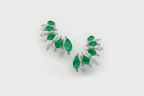 Godna Emerald Mughal-cut Climbers - Studio Renn