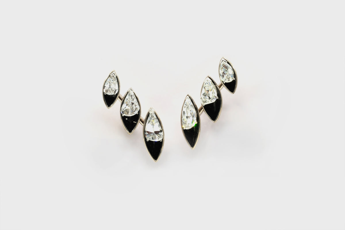 Seed-leaf Diamond Earclimbers - Studio Renn