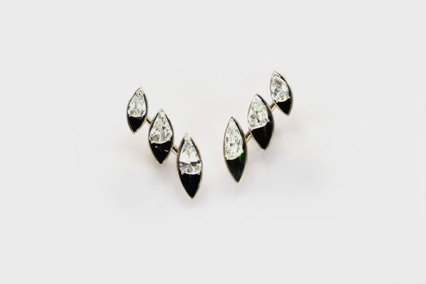 Seed-leaf Diamond Earclimbers - Studio Renn
