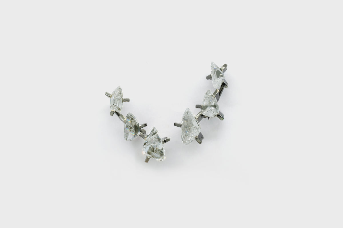 Cacti 3-Antique-Cut Earclimbers - Studio Renn