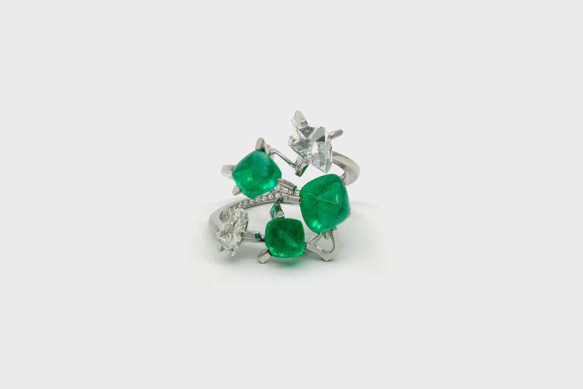 Cacti 5-Scatter Emerald Ring - Studio Renn