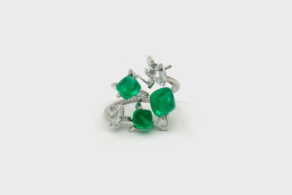 Cacti 5-Scatter Emerald Ring - Studio Renn