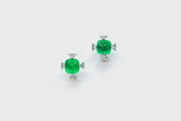 Cacti Emerald Cross Earring - Studio Renn