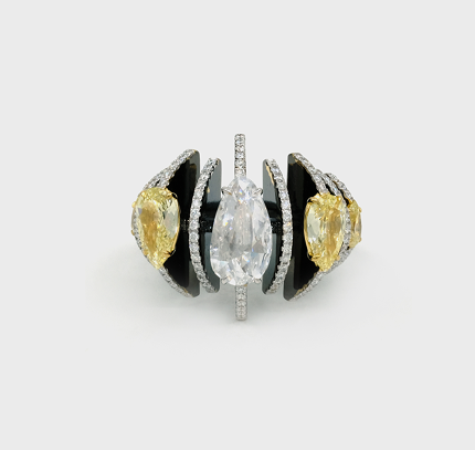 Godna Yellow & White Ring