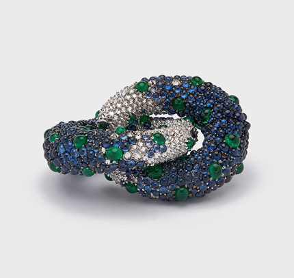 Bleeding Tooth Sapphire Emerald Cabochon Hoops