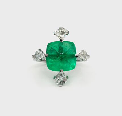 Cacti Emerald Cross Ring